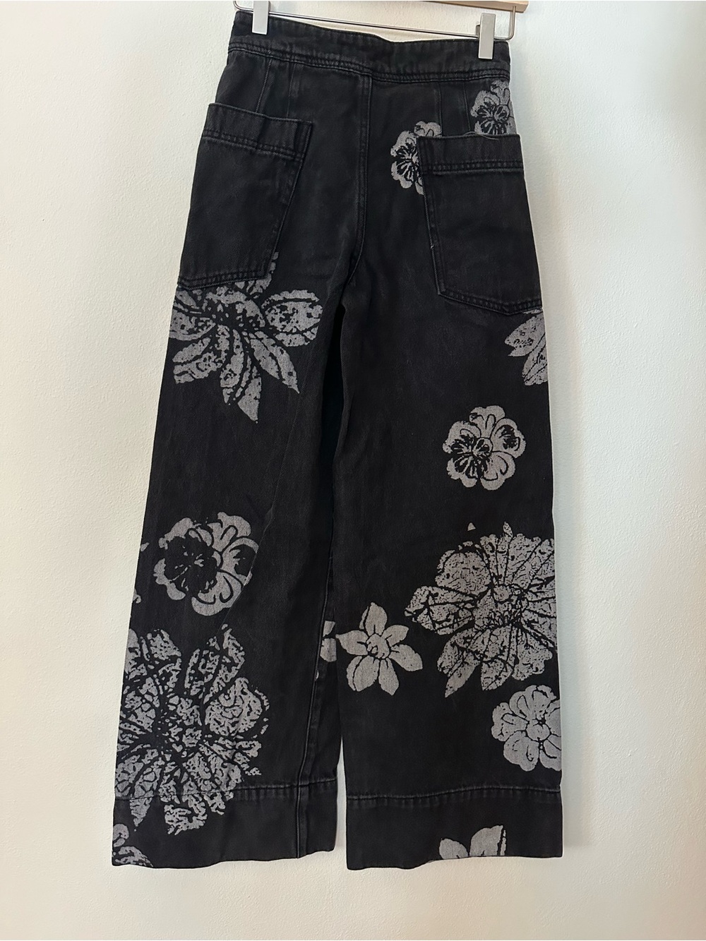 We The Free Black Wide Leg Jeans with Gray Floral Print - Picture 8 of 8